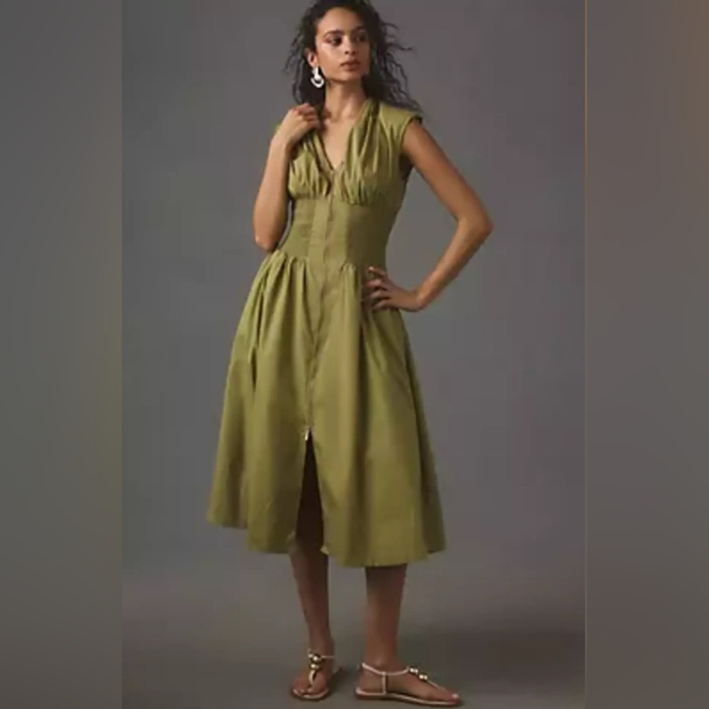 Maeve Olive Green Midi Dress